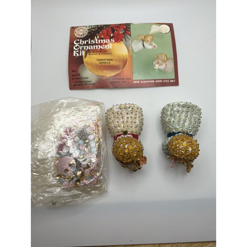 Walco Christmas Angels 2 Pin Ornaments With NO Wings - Vintage w/Advertising